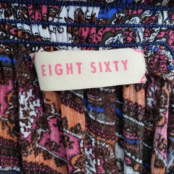 Eight Sixty Smocked Off the Shoulder Printed Top - Picture 3 of 5